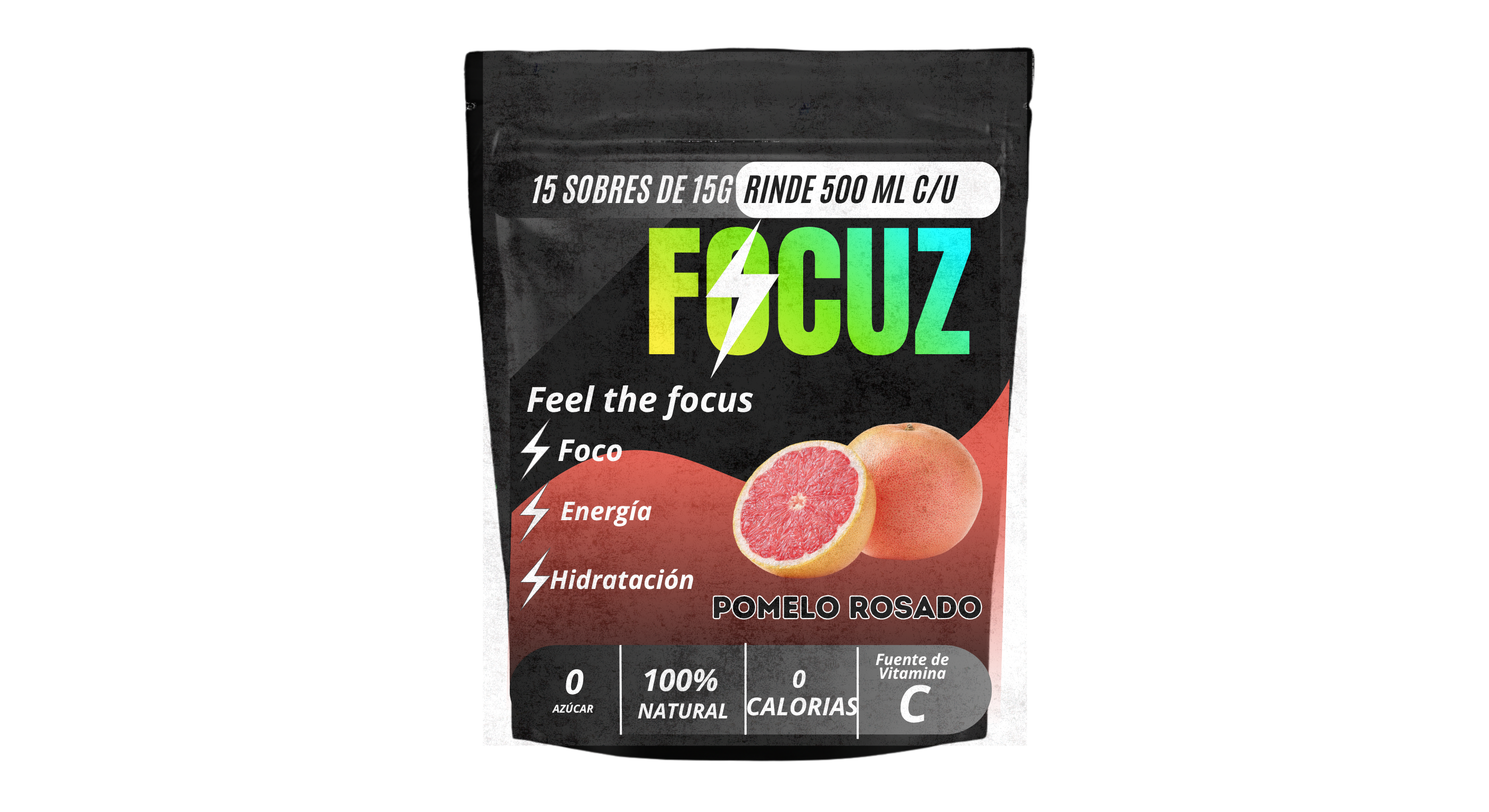 FOCUZ POMELO ROSADO | ISOTONICO EN POLVO | SACHET X15 SOBRES